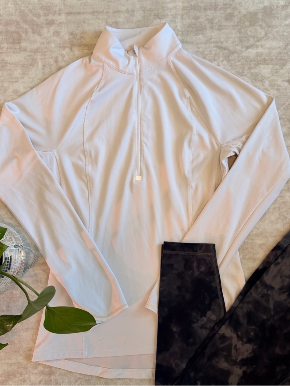 Athleta White Quarter Zip Pullover | Long Sleeve Athletic Top | Running Yoga Gym - Picture 10 of 10